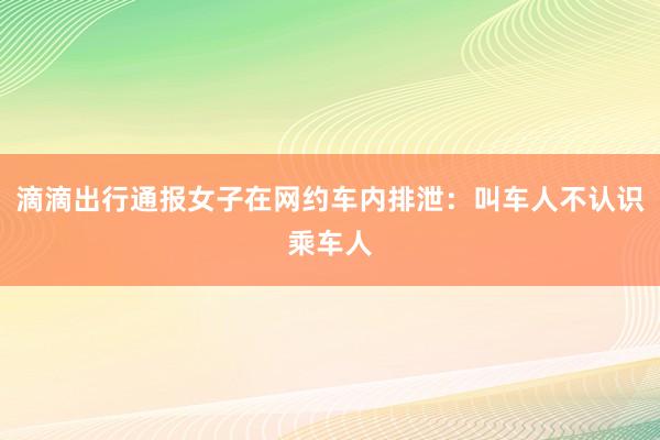 滴滴出行通报女子在网约车内排泄：叫车人不认识乘车人