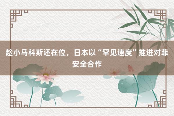 趁小马科斯还在位，日本以“罕见速度”推进对菲安全合作