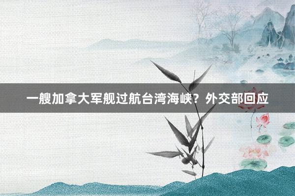 一艘加拿大军舰过航台湾海峡？外交部回应