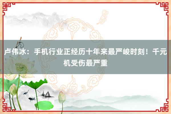 卢伟冰：手机行业正经历十年来最严峻时刻！千元机受伤最严重