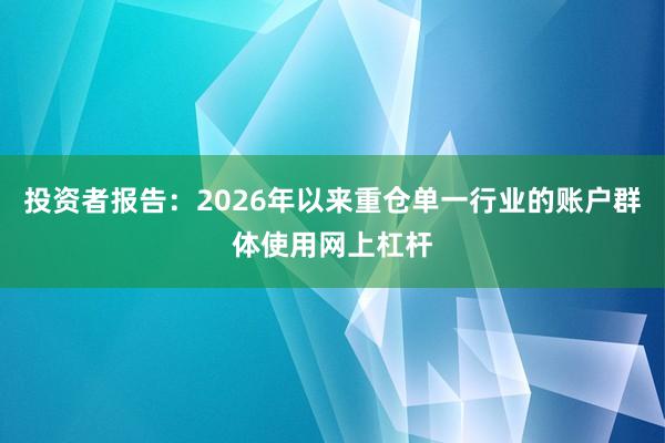 投资者报告：2026年以来重仓单一行业的账户群体使用网上杠杆
