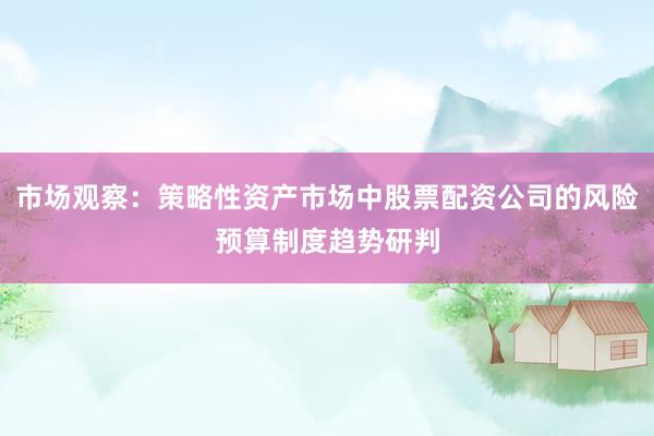 市场观察：策略性资产市场中股票配资公司的风险预算制度趋势研判